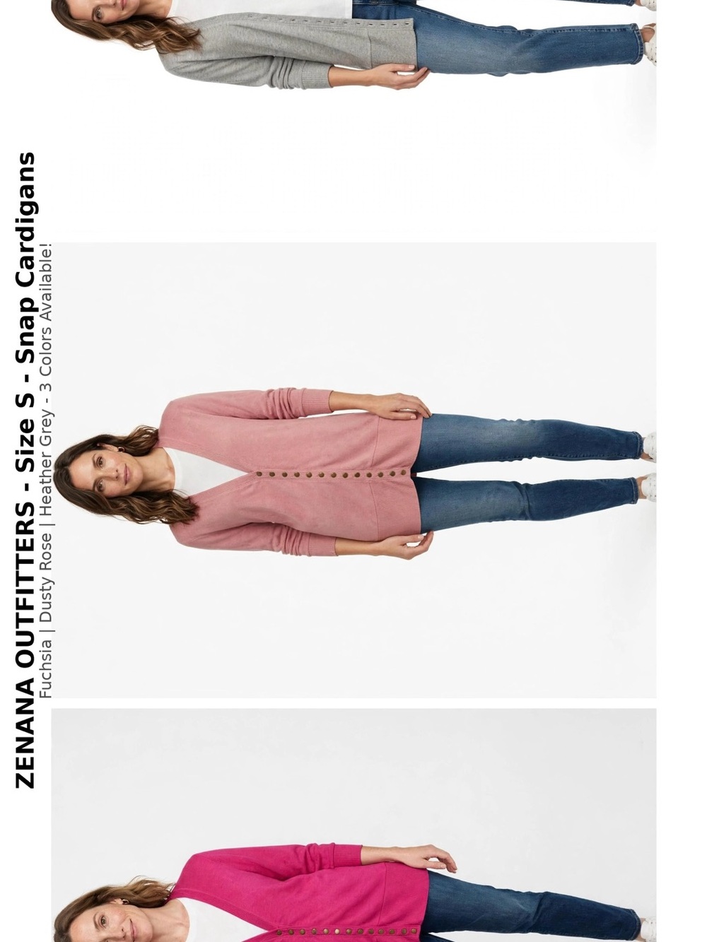 Zenana Outfitters Dusty Rose ,Grey and fuchsia coloredSnapCardigans